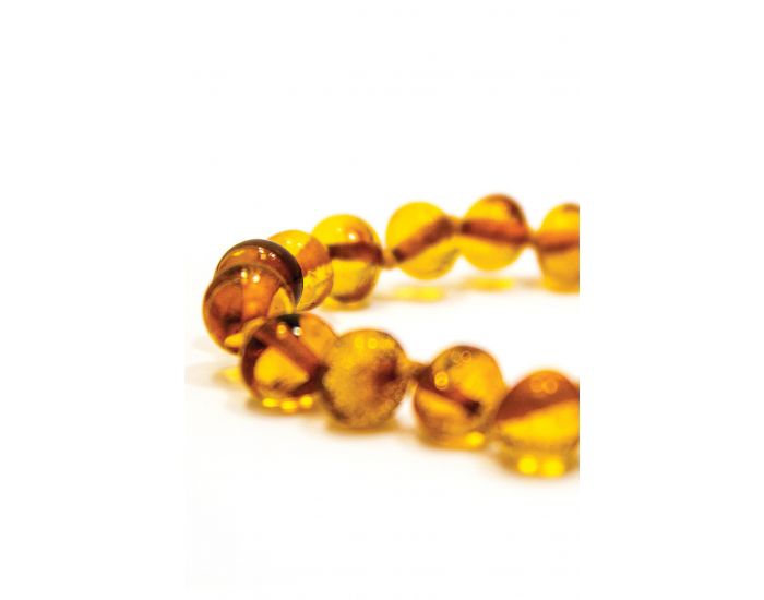 KADOLIS Bracelet d'Ambre Bb - Perles rondes Miel avec Fermoir Scurit (3)