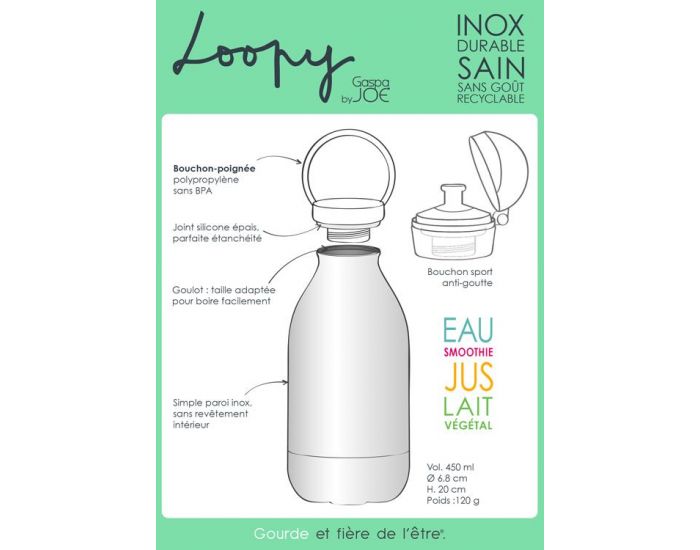 GASPAJOE Gourde en inox collection loopy Robot (2)