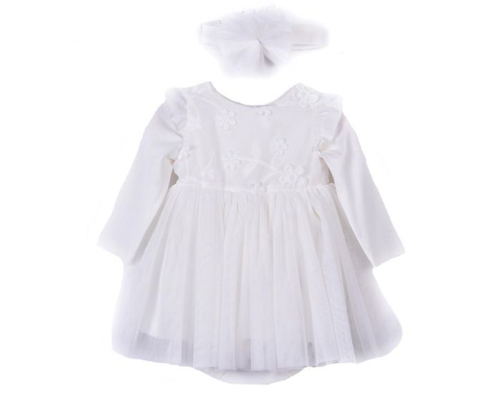 SEVIRA KIDS Robe de crmonie pour bb avec body et bandeau en coton bio - Collection Crmonie Bla (1)