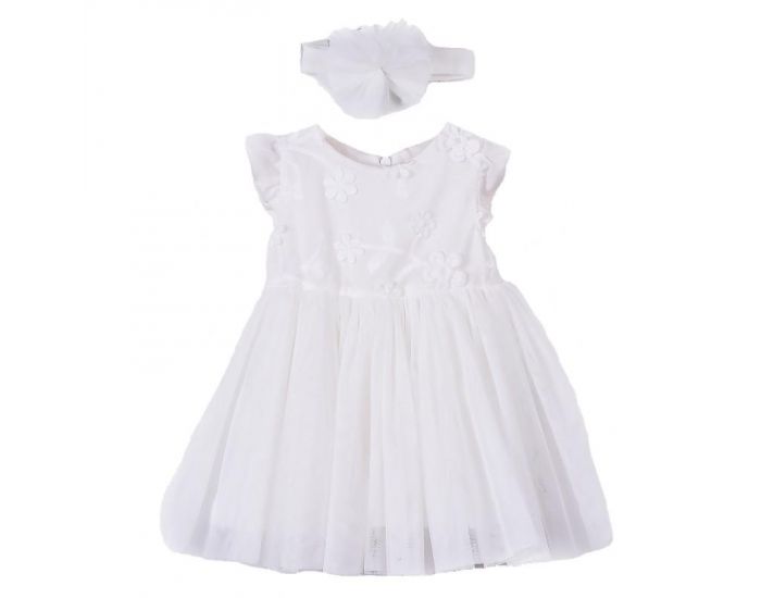 SEVIRA KIDS Robe de crmonie pour bb avec body et bandeau en coton bio - Collection Crmonie Bla (4)