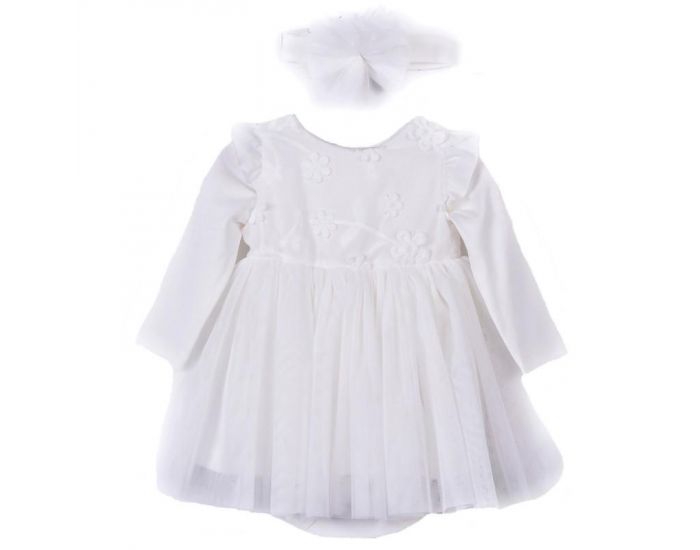 SEVIRA KIDS Robe de crmonie pour bb avec body et bandeau en coton bio - Collection Crmonie Bla (5)