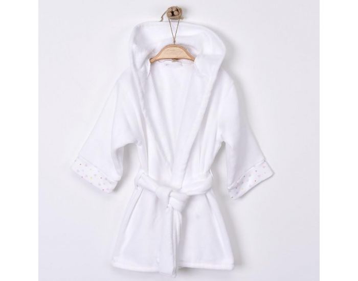 SEVIRA KIDS Peignoir bb et enfant  capuche en coton bio GOTS - Hearts Blanc (1)