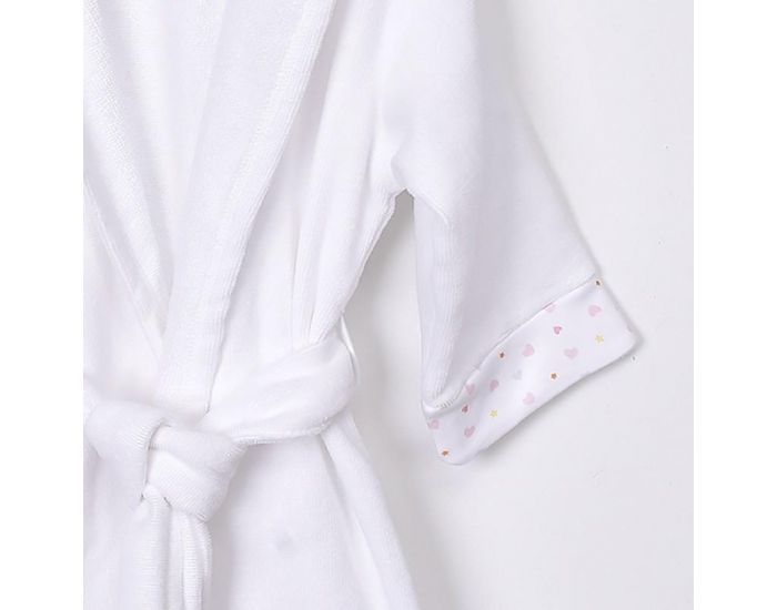 SEVIRA KIDS Peignoir bb et enfant  capuche en coton bio GOTS - Hearts Blanc (6)