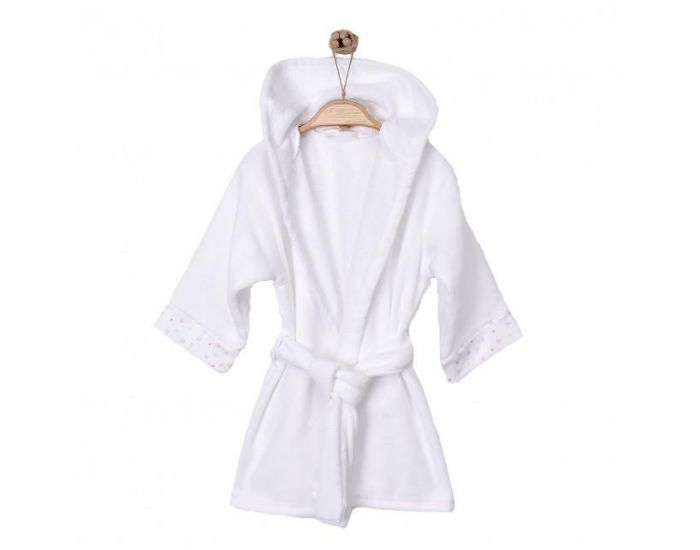 SEVIRA KIDS Peignoir bb et enfant  capuche en coton bio GOTS - Hearts Blanc (8)