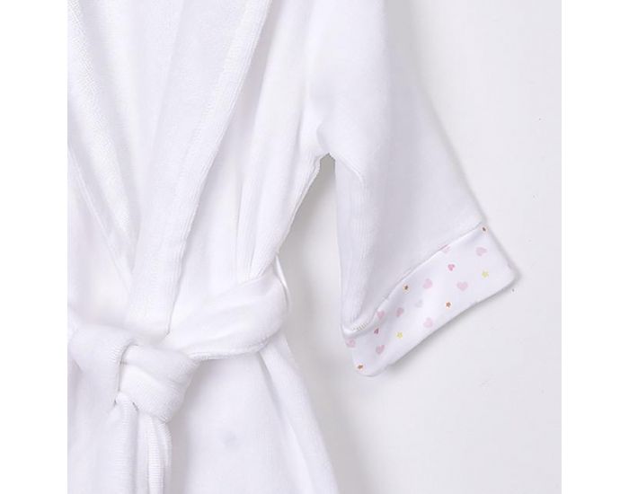 SEVIRA KIDS Peignoir bb et enfant  capuche en coton bio GOTS - Hearts Blanc (10)