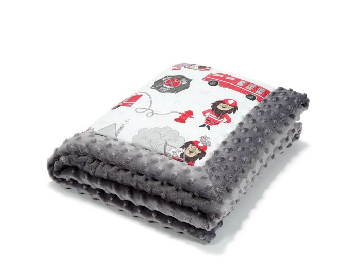 SEVIRA KIDS Couverture b�b� double face coton et Minky - L�o le pompier - Taille S Gris (6)