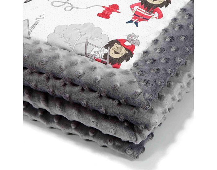 SEVIRA KIDS Couverture b�b� double face coton et Minky - L�o le pompier - Taille S Gris (7)