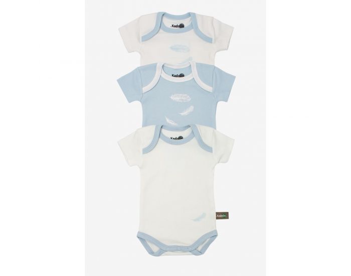 KADOLIS Body Manches Courtes x3 Plumes Bleu ciel (1)