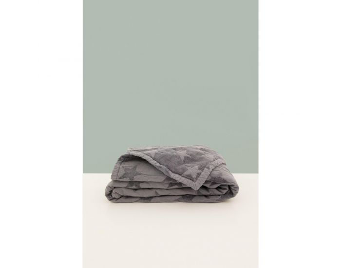 KADOLIS Couverture Star en Maille Chenille et Coton Bio Gris (3)