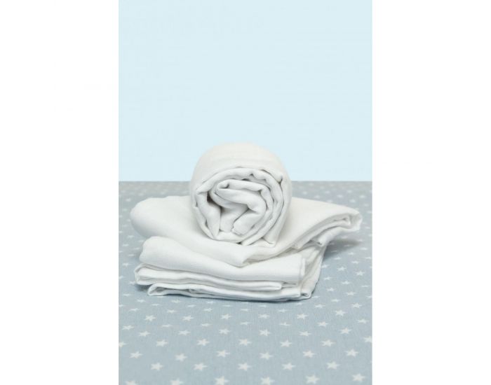 KADOLIS Lot de 3 Langes 100% Coton Bio Unis Blanc - 60 x 60 cm 60 x 60 cm (1)