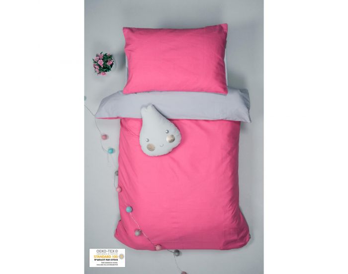 KADOLIS Housse de Couette Bb + Taie Bicolore Gris 100 x 140 cm (6)