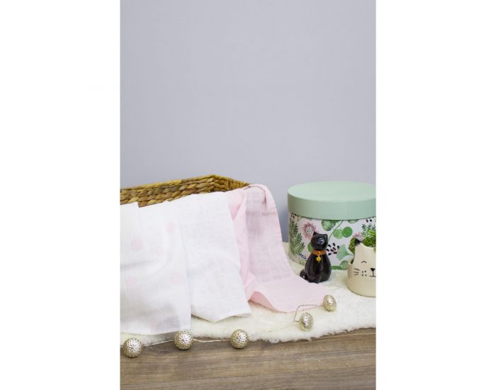 KADOLIS Lot de 3 Langes 100% Coton Bio imprims Rose Ple 60 x 60 cm (3)