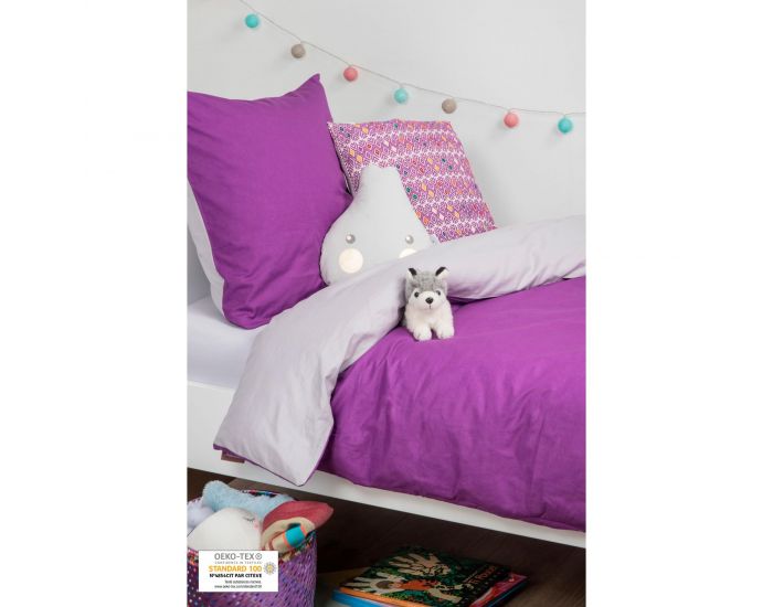 KADOLIS Housse de couette Enfant en coton bio + taie Lilas 140 x 200 cm (6)