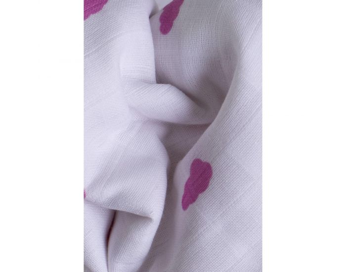 KADOLIS Lot de 2 Maxi Langes 100% Coton Bio imprims Nuages Rose 120 x 120 cm (2)