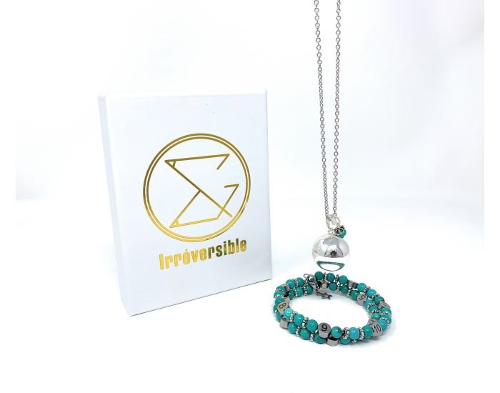 IRREVERSIBLE Coffret Bracelet d'allaitement + Bola Turquoise bleu (1)