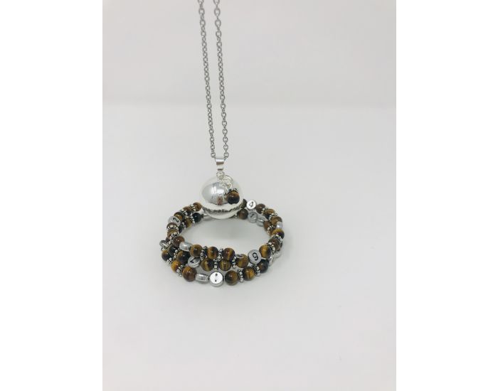 IRREVERSIBLE Coffret Bracelet d'Allaitement + Bola Oeil de tigre marron (3)