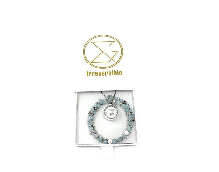 IRREVERSIBLE Coffret Bracelet d'Allaitement + Bola Aquamarine Bleue (2)