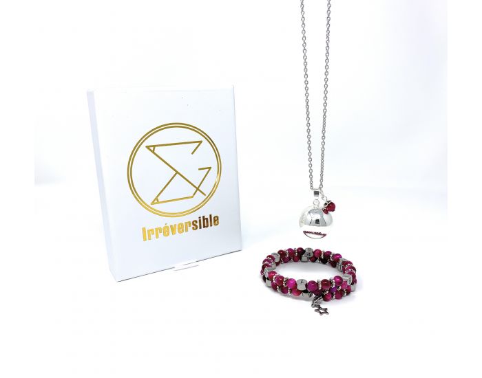 IRREVERSIBLE Coffret Bracelet d'Allaitement + Bola Oeil de Tigre Rose (1)
