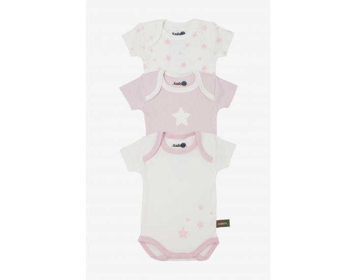 KADOLIS Body Manches Courtes x3 Etoiles Rose ple (5)