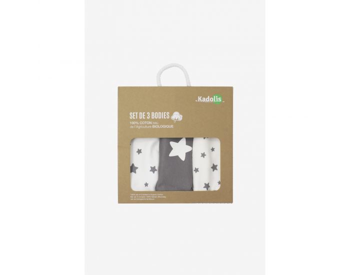 KADOLIS Body Manches Courtes x3 Etoiles Gris (4)