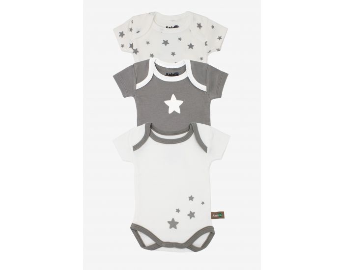 KADOLIS Body Manches Courtes x3 Etoiles Gris (5)