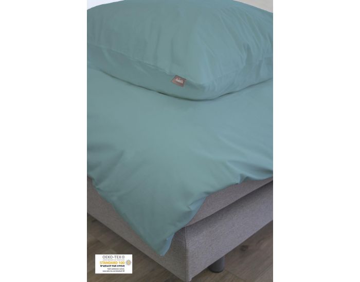 KADOLIS Housse de Couette Enfant Unie + Taie Coton Bio Bleu 140 x 200 cm (4)