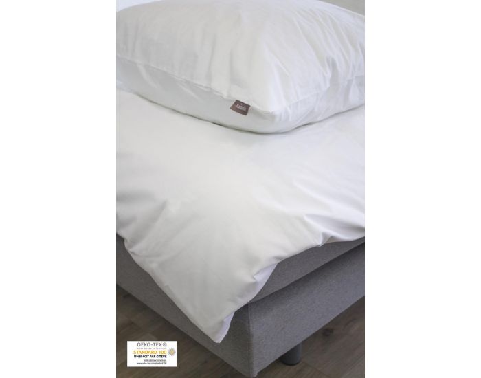 KADOLIS Housse de Couette Enfant Unie + Taie Coton Bio Blanc 140 x 200 cm (2)