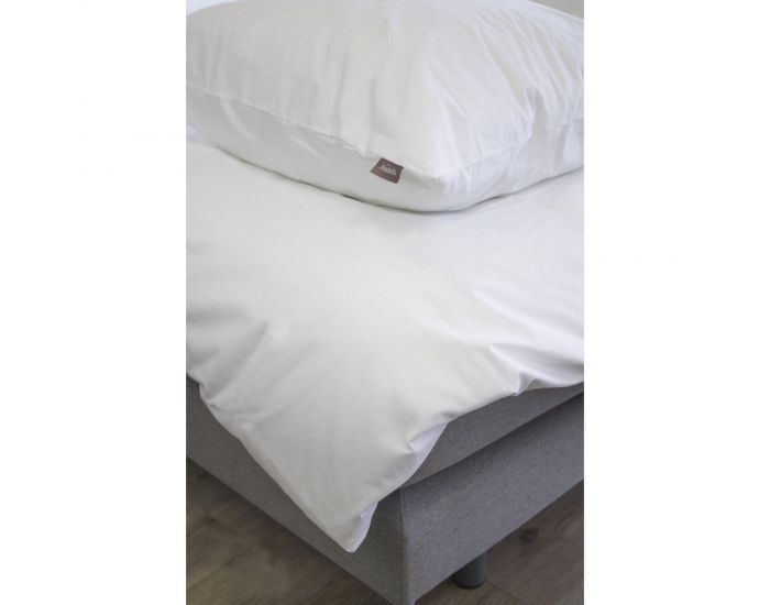 KADOLIS Housse de Couette Enfant Unie + Taie Coton Bio Blanc 140 x 200 cm (1)
