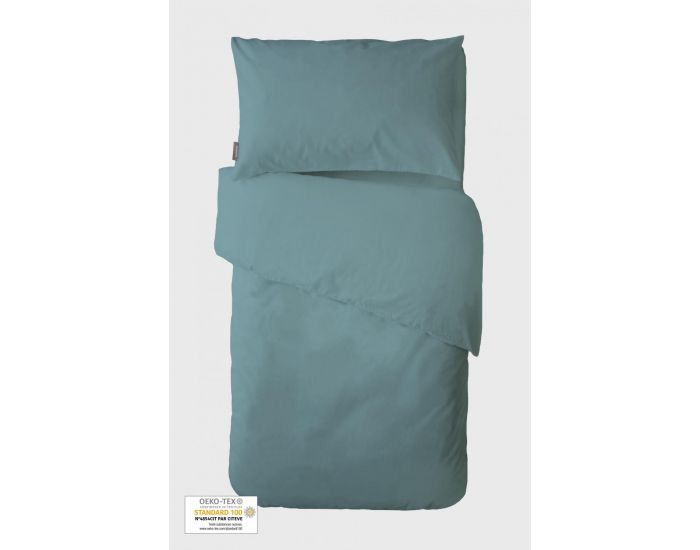 KADOLIS Housse de couette bb + taie coton bio Bleu 100 x 140 cm (2)