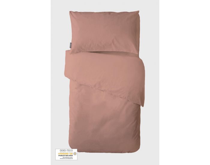 KADOLIS Housse de Couette Bb + Taie Coton Bio Rose poudr 100 x 140 cm (5)