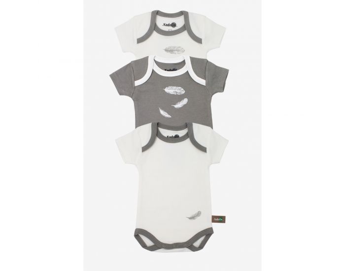 KADOLIS Body Manches Courtes x3 Plumes Gris (1)