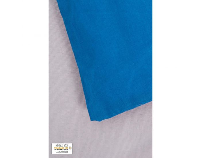 KADOLIS Housse de Couette Enfant en Coton Bio + Taie Bleue 140 x 200 cm (5)