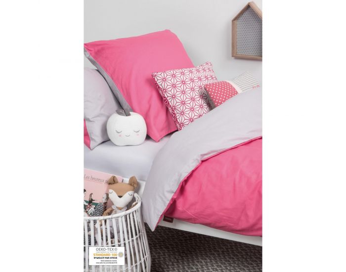 KADOLIS Housse de Couette Enfant en Coton Bio + Taie Grise 140 x 200 cm (6)