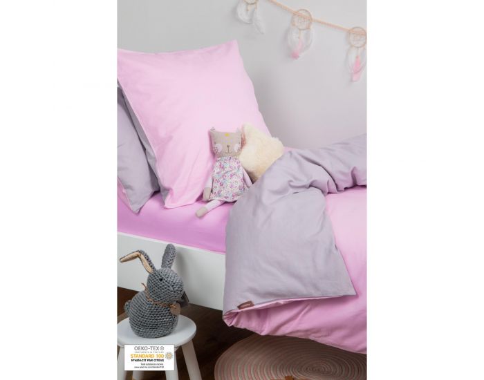 KADOLIS Housse de Couette Enfant en Coton Bio + Taie Violet 140 x 200 cm (8)