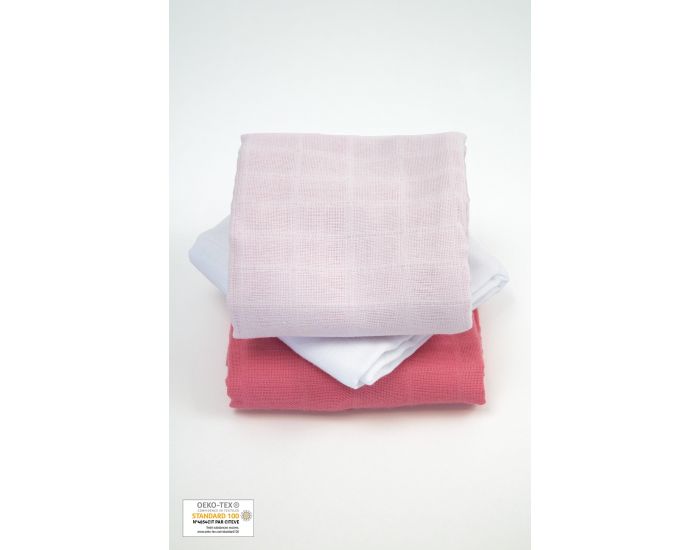 KADOLIS Lot de 3 Langes 100% Coton Bio Unis Bleu ardoise 60 x 60 cm (8)