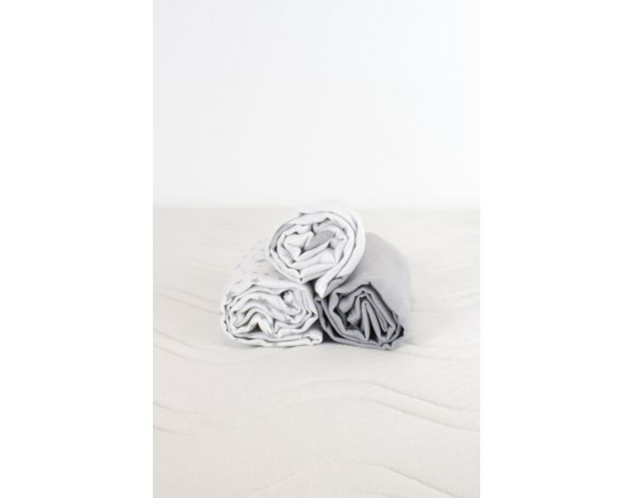 KADOLIS Lot de 3 Langes 100% Coton Bio Imprims Gris - 60 x 60 cm 60 x 60 cm (16)