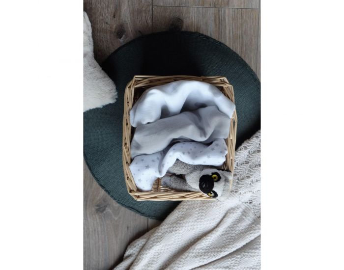 KADOLIS Lot de 3 Langes 100% Coton Bio Imprims Gris - 60 x 60 cm 60 x 60 cm (8)