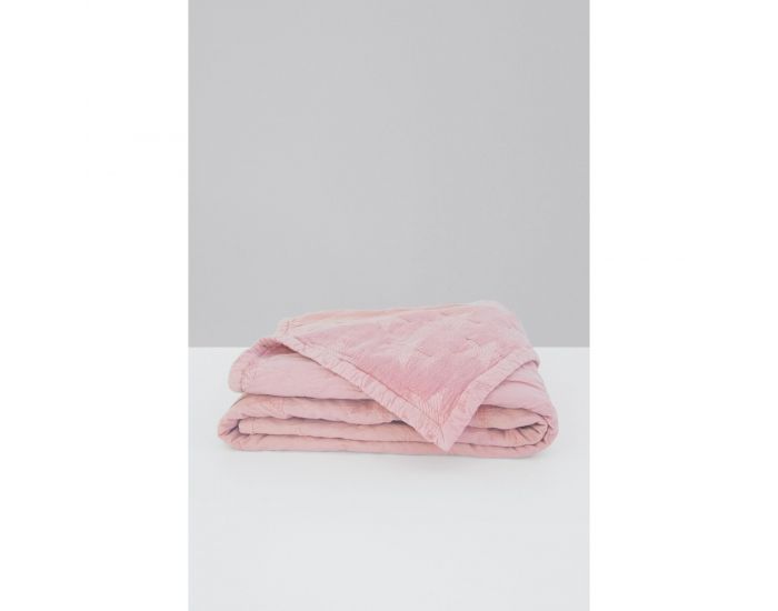 KADOLIS Couverture Star en Maille Chenille et Coton Bio Rose Poudr (2)