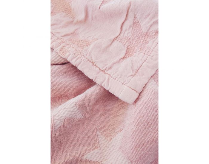 KADOLIS Couverture Star en Maille Chenille et Coton Bio Rose Poudr (3)