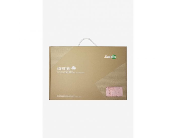KADOLIS Couverture Star en Maille Chenille et Coton Bio Rose Poudr (4)