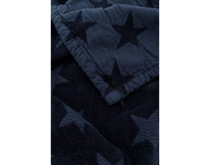 KADOLIS Couverture Star en Maille Chenille et Coton Bio Bleu Marine (1)