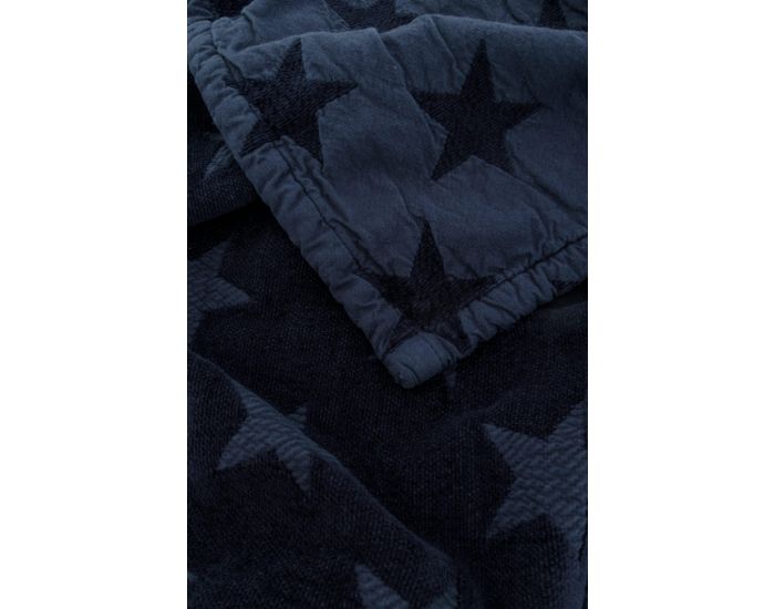 KADOLIS Couverture Star en Maille Chenille et Coton Bio Bleu Marine (6)