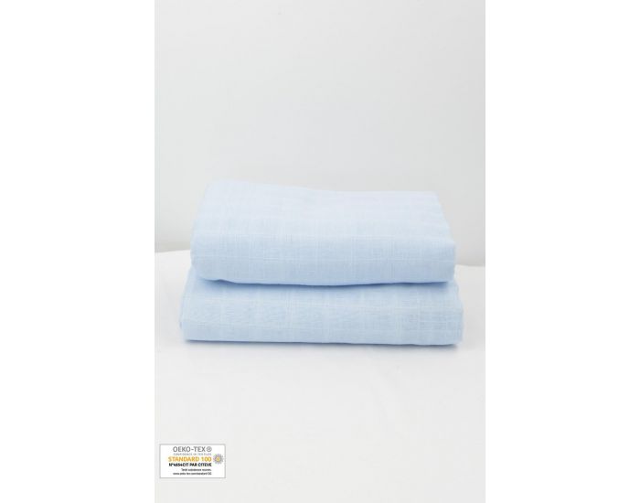 KADOLIS Lot de 2 Maxi Langes 100% Coton Bio Imprims Etoiles Bleu Ciel (7)