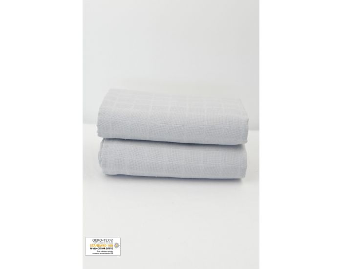 KADOLIS Lot de 2 Maxi Langes 100% Coton Bio Imprims Etoiles Gris (11)