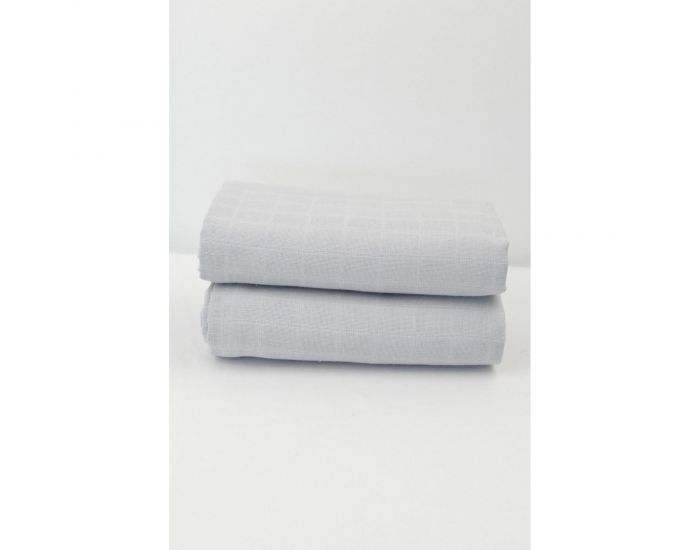 KADOLIS Lot de 2 Maxi Langes 100% Coton Bio Imprims Etoiles Gris (4)