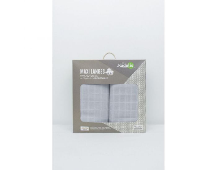 KADOLIS Lot de 2 Maxi Langes 100% Coton Bio Imprims Etoiles Gris (5)