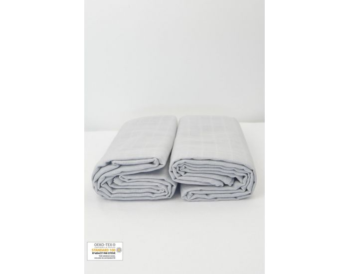 KADOLIS Lot de 2 Maxi Langes 100% Coton Bio Imprims Etoiles Gris (6)