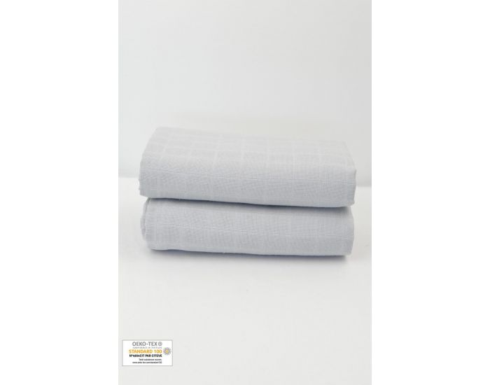 KADOLIS Lot de 2 Maxi Langes 100% Coton Bio Imprims Etoiles Gris (7)