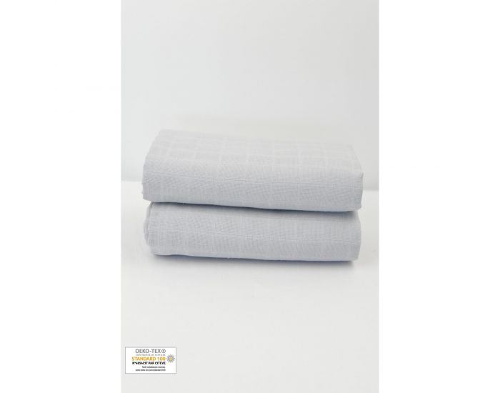 KADOLIS Lot de 2 Maxi Langes 100% Coton Bio Imprims Etoiles Gris (8)