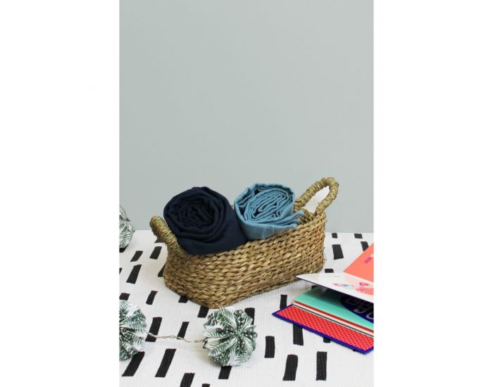 KADOLIS Lot de 2 Maxi Langes 100% Coton Bio Imprims Etoiles Bleu Ardoise 120 x 120 cm (3)